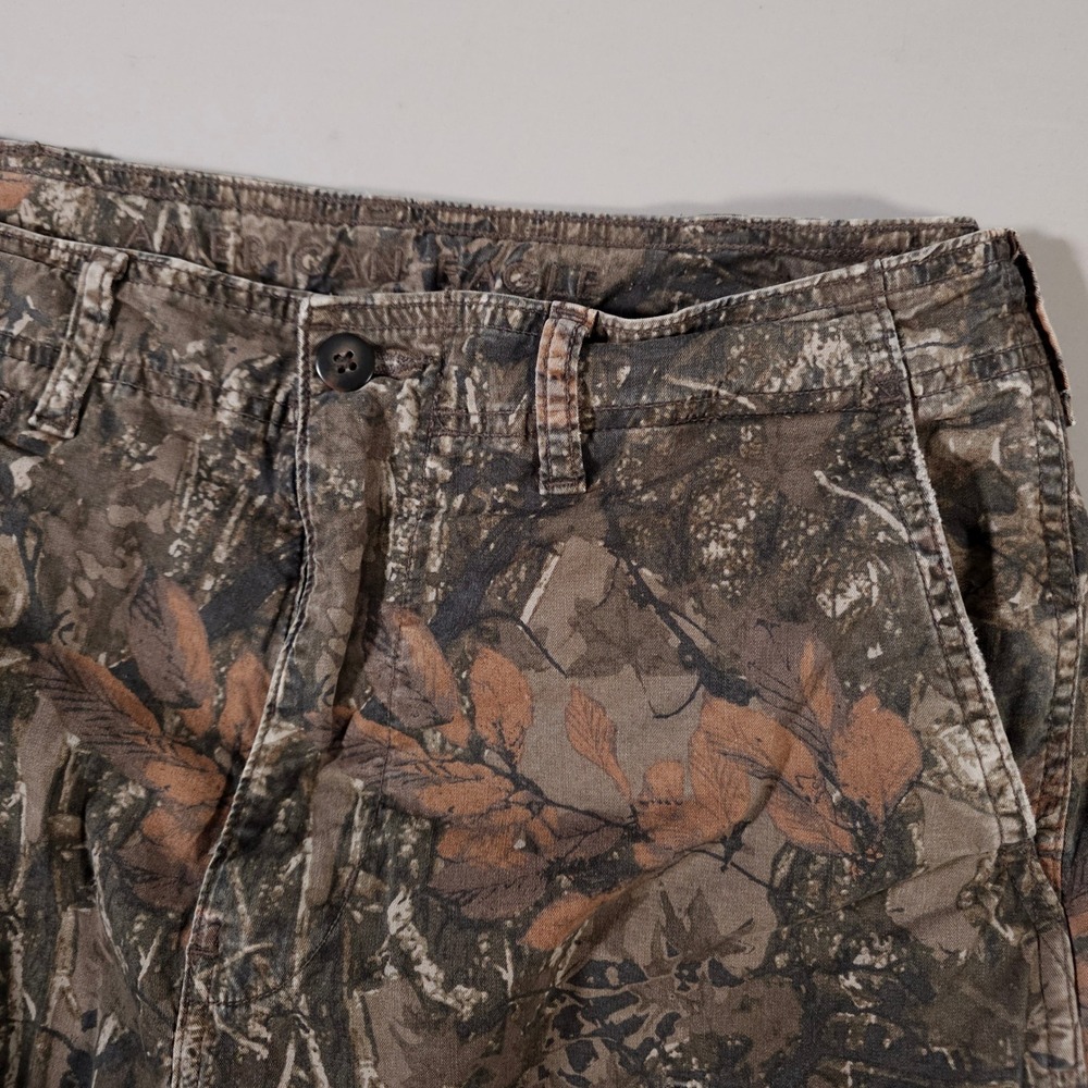 American Eagle Cargo Pants Mens 32x32 Brown Camo Flex Real‎ Tree Leaf Print